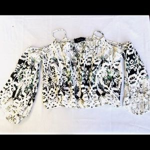 Blue Life - Cold Shoulder -  Flowy Printed Top